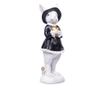 Figurina iepurasi in costum, alb/negru/auriu, 30,5x9,5x10 cm