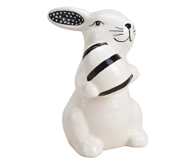 Figurina ceramica iepuras, alb, 5x10x7 cm