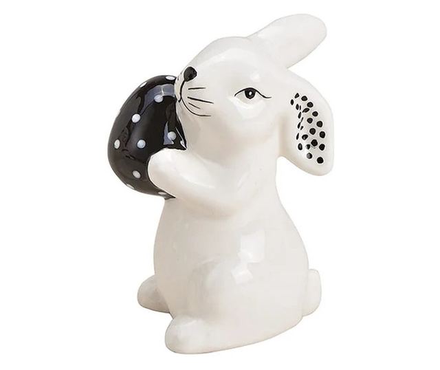 Figurina ceramica iepuras, alb, 5x10x7 cm