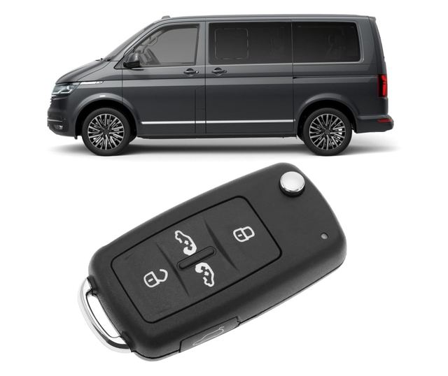 Techstar autós kulcstartó VW Volkswagen Transporter T5 T6, Sharan, Alhambra - 5 gombos