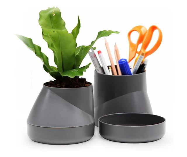 DesignNest Öntöző Virágtartó, Nagy, Szürke