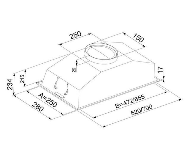 Tornado Modul 1200 Beépíthető Páraelszívó (52) LED, 1 Turbo Motor, 52 cm Szélesség, 1200 m3/h Szívóerő, Alumínium Zsírszűrő
