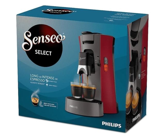Philips Senseo Select CSA230/91 eszpresszógép, Crema Plus, Intensity Plus, 1450 W, 0,9 L víztartály, 1 bar szivattyúnyomás, piro