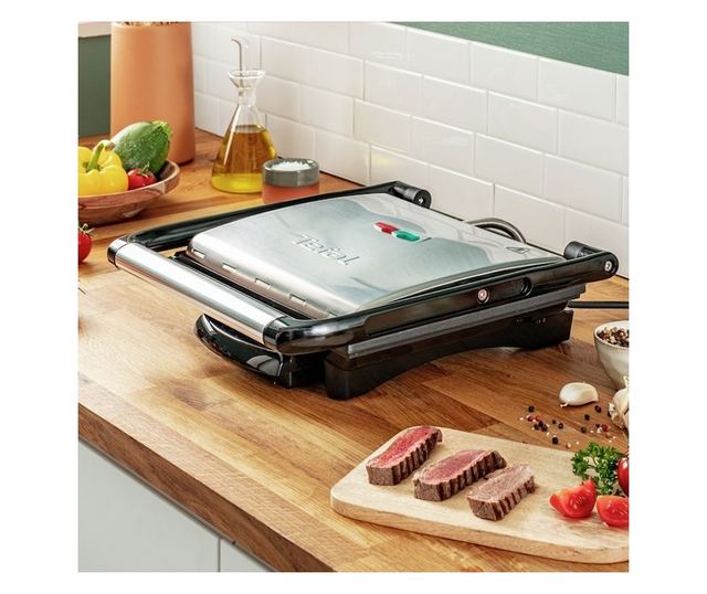 Tefal Inicio Grill GC241D38 Multifunkciós Elektromos Grill, 2000W, Panini, Rozsdamentes Acél
