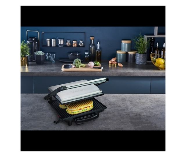Tefal Inicio Grill GC241D38 Multifunkciós Elektromos Grill, 2000W, Panini, Rozsdamentes Acél