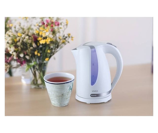 Vivax Vízforraló WH-175L, LED visszajelző, 2200 W teljesítmény, 1,7 liter, fehér / ezüst