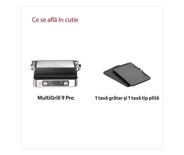 Braun MultiGrill 9 Pro CG9140 Elektromos Grill, 2200 W, 3 Grillezési Mód, 2 Főzési Zóna Független Elektronikus Termosztáttal
