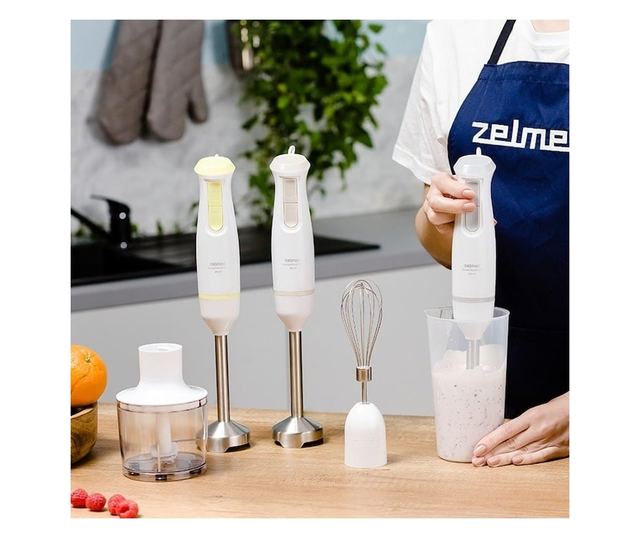 Zelmer ZHB4562I Pulsar Deluxe Max Kézi Turmixgép, 800 W, 2 Rozsdamentes Acél Kés, Rozsdamentes Acél Láb, 800 ml Tartály, 450 ml
