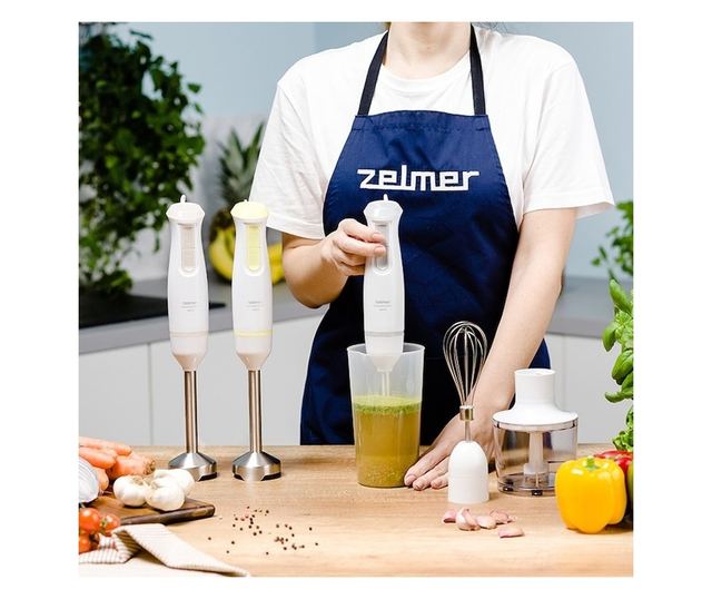 Zelmer ZHB4562I Pulsar Deluxe Max Kézi Turmixgép, 800 W, 2 Rozsdamentes Acél Kés, Rozsdamentes Acél Láb, 800 ml Tartály, 450 ml