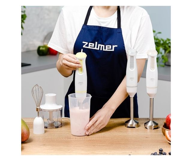 Zelmer ZHB4562I Pulsar Deluxe Max Kézi Turmixgép, 800 W, 2 Rozsdamentes Acél Kés, Rozsdamentes Acél Láb, 800 ml Tartály, 450 ml
