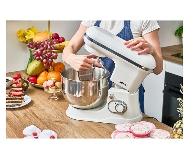 Zelmer ZKR1350 bolygókeverő, 1200 W, 6 sebességfokozat, Smartmix funkció, Pulse, 5 L rozsdamentes acél tál, keverő tartozékok