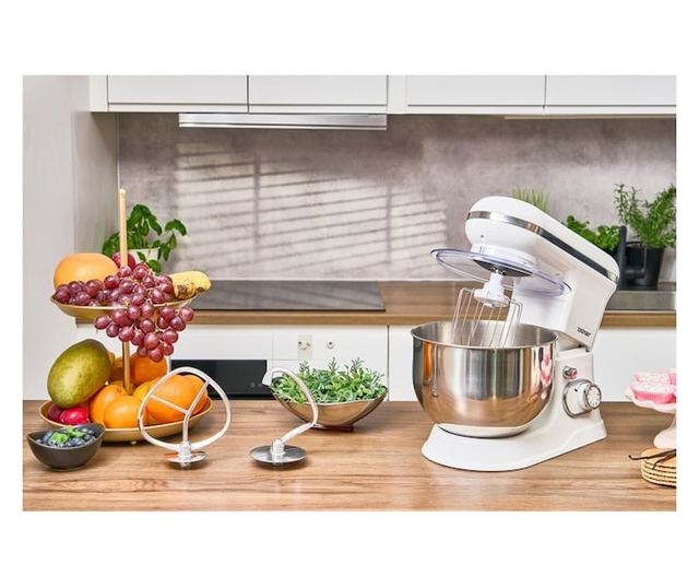Zelmer ZKR1350 bolygókeverő, 1200 W, 6 sebességfokozat, Smartmix funkció, Pulse, 5 L rozsdamentes acél tál, keverő tartozékok