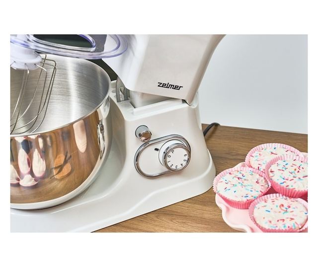 Zelmer ZKR1350 bolygókeverő, 1200 W, 6 sebességfokozat, Smartmix funkció, Pulse, 5 L rozsdamentes acél tál, keverő tartozékok