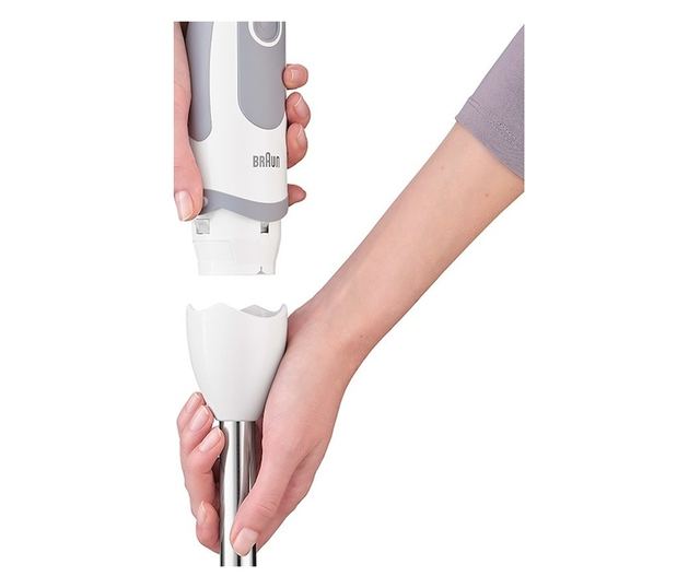 Braun MQ5220WH Kézi turmixgép, 1000 W, 0,6 L pohár, 0,35 L aprító, 21 sebességfokozat, fehér/szürke