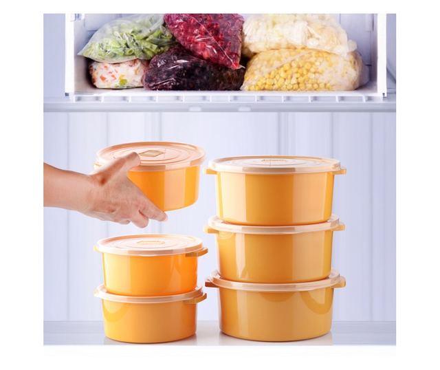 12 db-os ételtároló készlet (4X500 ml, 4X1000 ml, 4X2000 ml), narancssárga, légtelenítő szelepes tetővel