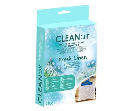 Влагоабсорбатор, закачалка с аромат Fresh Linen, пластмаса, 250 г, бял