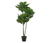 Mesterséges Ficus Lyrata növény 128 cm, levelekkel, valósághű megjelenés, beltéri használatra, fekete cseréppel együtt