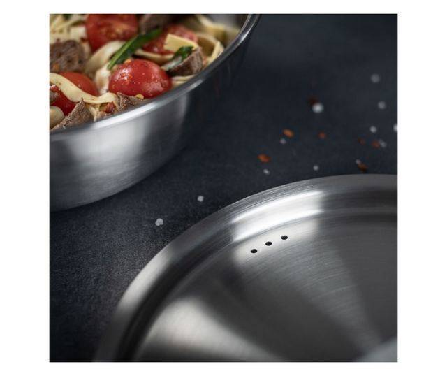 Rozsdamentes acél serpenyő fedővel, Ø 28 cm, Kuhn Rikon, Culinary Fiveply, rozsdamentes acél