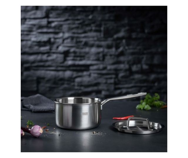 Kuhn Rikon Culinary Fiveply 3 részes rozsdamentes acél edény szett, 3.4 literes fazék fedővel, 1.7 literes lábas fedővel, Ø 24 c