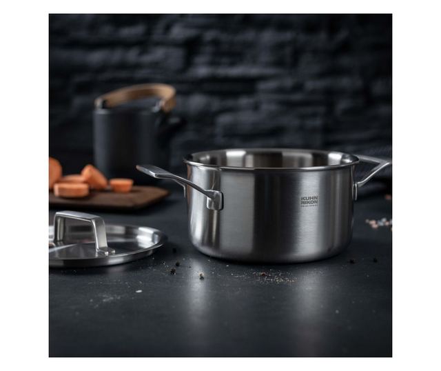 Kuhn Rikon Culinary Fiveply 3 részes rozsdamentes acél edény szett, 3.4 literes fazék fedővel, 1.7 literes lábas fedővel, Ø 24 c