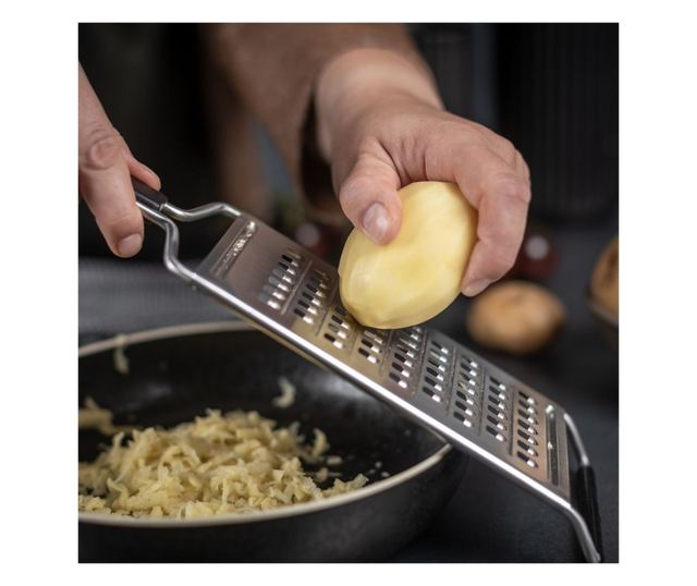 Kuhn Rikon Essential kézi reszelő, 1 felület, ideális sajthoz, zöldségekhez, gyümölcsökhöz, rozsdamentes acél, tartós, ellenálló