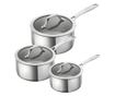 Kuhn Rikon rozsdamentes acél edénykészlet, Allround, 3 edény fedővel, 1.5/2.3/3.1 liter, 3 fedővel, egyenletes hőelosztás, légme