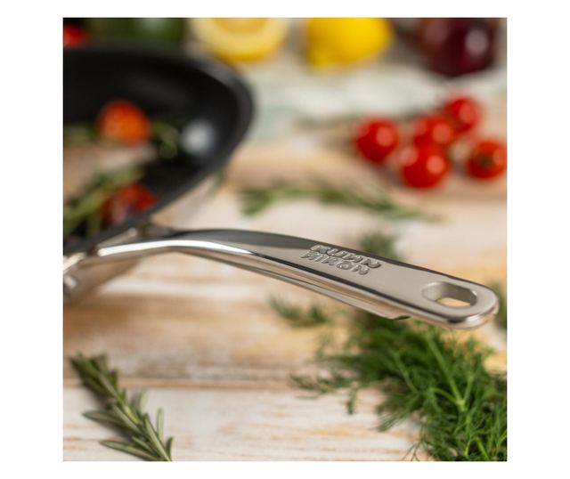 Kuhn Rikon serpenyő halakhoz, Allround, 36x25 cm, ideális egész halak és filék főzéséhez, rozsdamentes acél, 3 rétegű tapadásmen