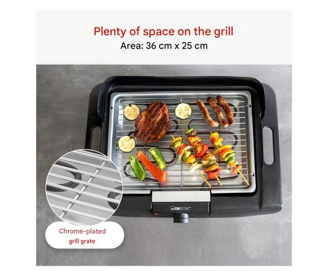 Elektromos grill, Clatronic, 2000 W, fekete