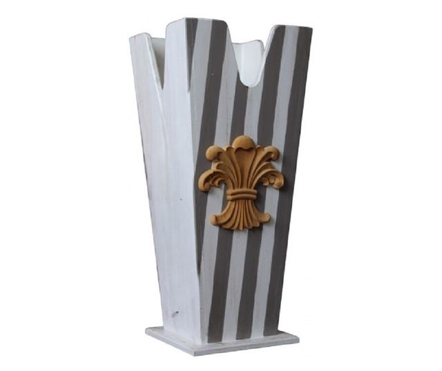 Vintage Fehér és Szürke Kézzel Festett Fa Esőtartó Állvány, MDF, 50 cm Magasság