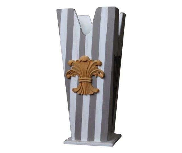 Vintage Fehér és Szürke Kézzel Festett Fa Esőtartó Állvány, MDF, 50 cm Magasság