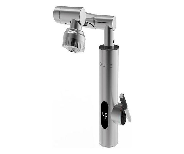 Elite EHD-1511M elektromos keverőcsap, 3300W, 360 fokos forgatás, önmelegítő, LED kijelző, IPX4, ezüst