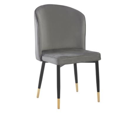 Udaja Baršunasta Blagovaonska Stolica Siva Crni Metal 49x47x87 cm