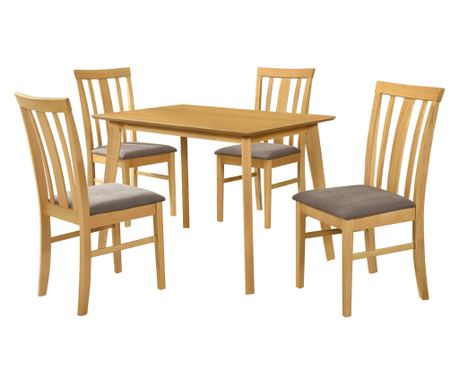 Jedilni set, 4 stoli, les gumovca, MDF, sonoma hrast, tekstil, rjava, 110x70x75,2 cm, 43x52x94 cm