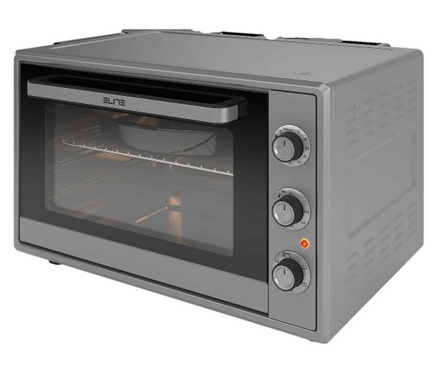 Elite EMO-FL 65 2591 Kisméretű Sütő, 2000W, 65 Liter, 3 Mód, Dupla Üveg, Termosztát, Időzítő, Turbo Ventillátor, Szürke