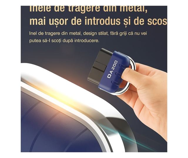 Tester Diagnoza Auto OBD2 Techstar DA200 cu Aplicatie AI, Resetare Coduri Eroare, Date in Timp Real, Compatibil Majoritatea Masi