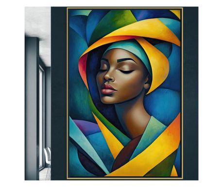 Tablou Canvas Premium, LuxCanva® G1160, Geometrie Tropicala, Abstract, Frumusete, Fashion, Colorat, Portret, Feminin, Contempora
