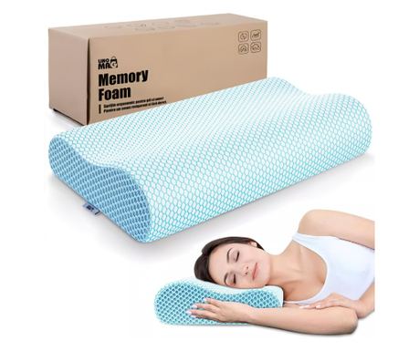 Memóriahabos ortopéd párna Linomag®, ergonomikus nyaktámasz, levehető huzat