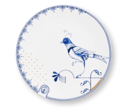 Farfurie din porțelan, Pip Studio, White, 18 cm, colecția Pip & The Blue Bird