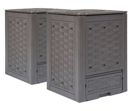 Zahradní kompostéry 2 ks. hnědá 60x60x83 cm 600 L plast ratan