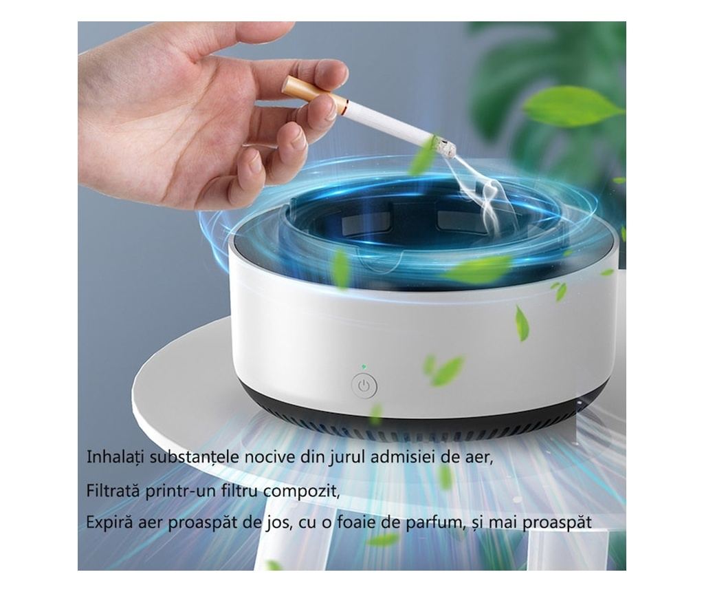 Scrumiera Electrica MRG MAS08, Cu Aspiratie, Purificator de Aer si Odorizant, Elimina Mirosul si Fumul de Tigara Eficient, Cu Ba - 6