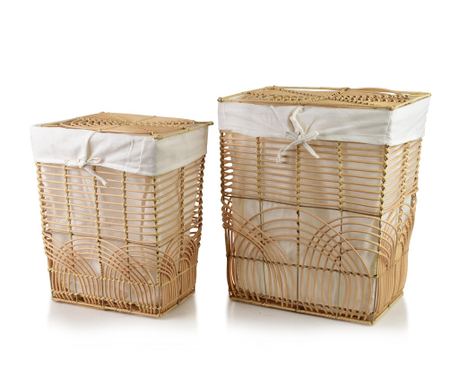 PINO Set 2 košare za rublje, otvorene 33x45x52cm/25x37x46cm Metal i Poliratan