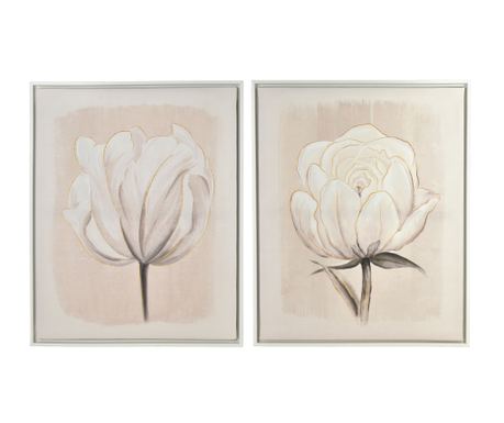 INGA Képek 2 db-os szett 40x50cm Fehér Virág