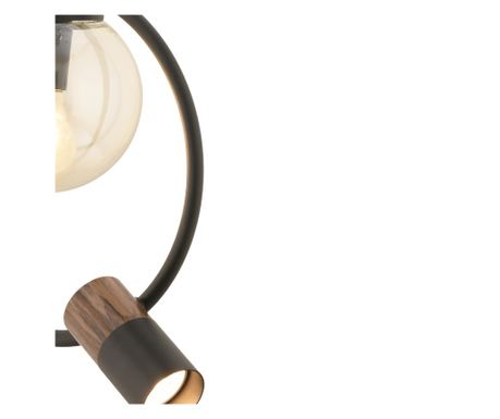 HubRom AYAZ 4153-01 Függőlámpa, 30x80 cm, 1xE27-60W, 1xGU10, Fekete / Fa
