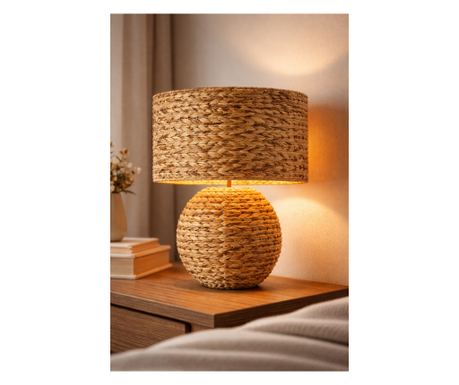 HubRom Veioza, PORTO Rattan Dekorációs Lámpaernyő 4189-01 38,5x49,5 cm 1xE27-60W Fa