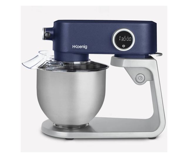 Мултифункционален кухненски миксер H.Koenig, KM126, 5 л, регулируемо рамо, 8 скорости, цифров дисплей, таймер, включени аксесоар