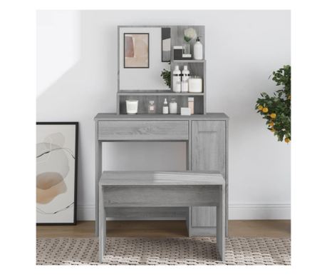 Τουαλέτα με Καθρέφτη, Sonoma Grey, 86.5x35x136 cm