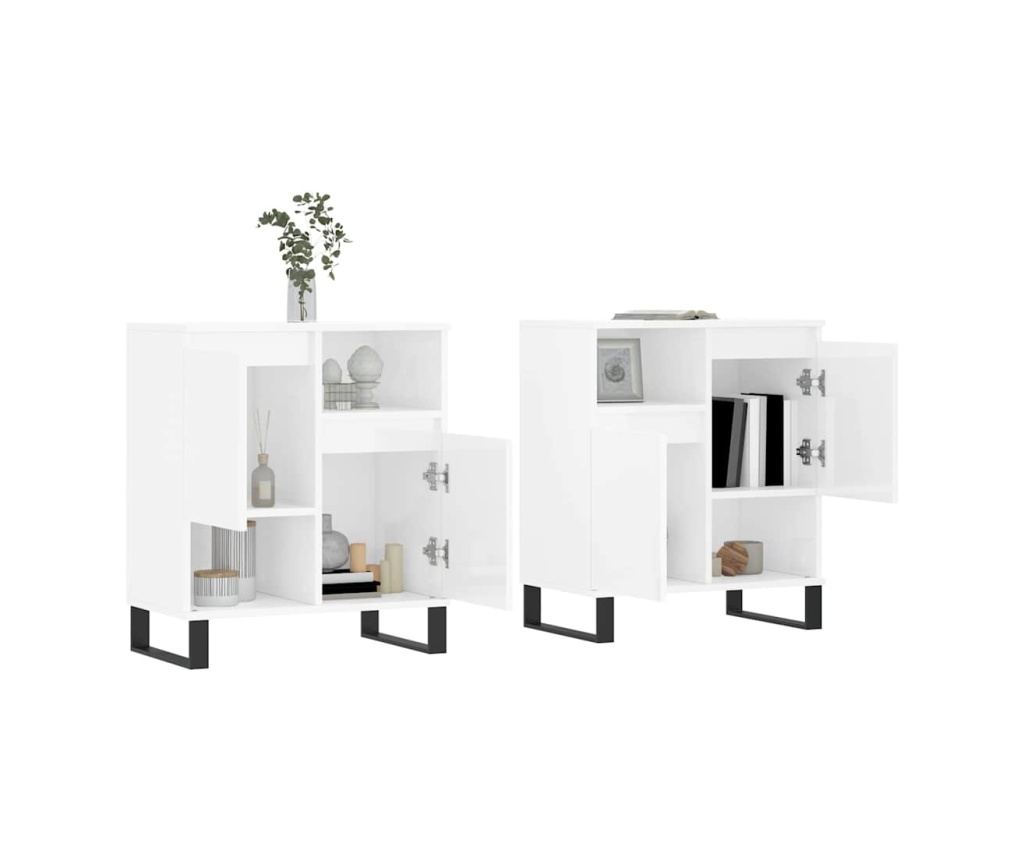 Ormarić za odlaganje, 2 komada, sjajno bijeli, konstruirano drvo - 3