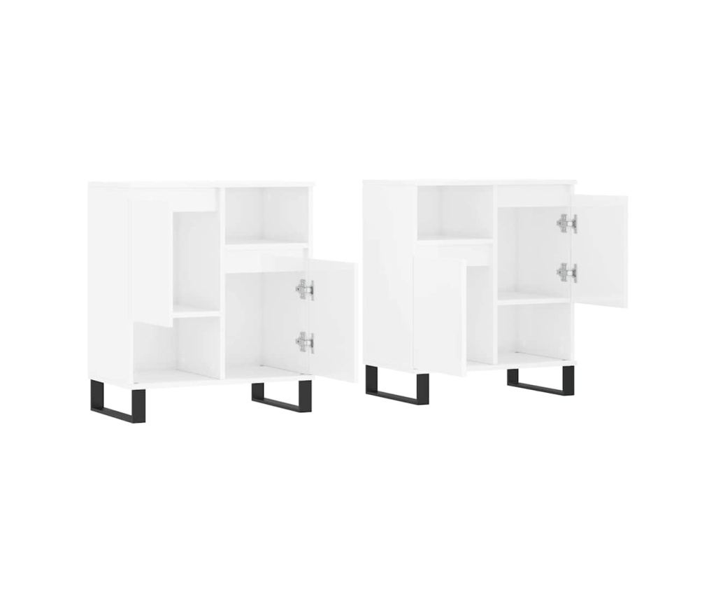 Ormarić za odlaganje, 2 komada, sjajno bijeli, konstruirano drvo - 4