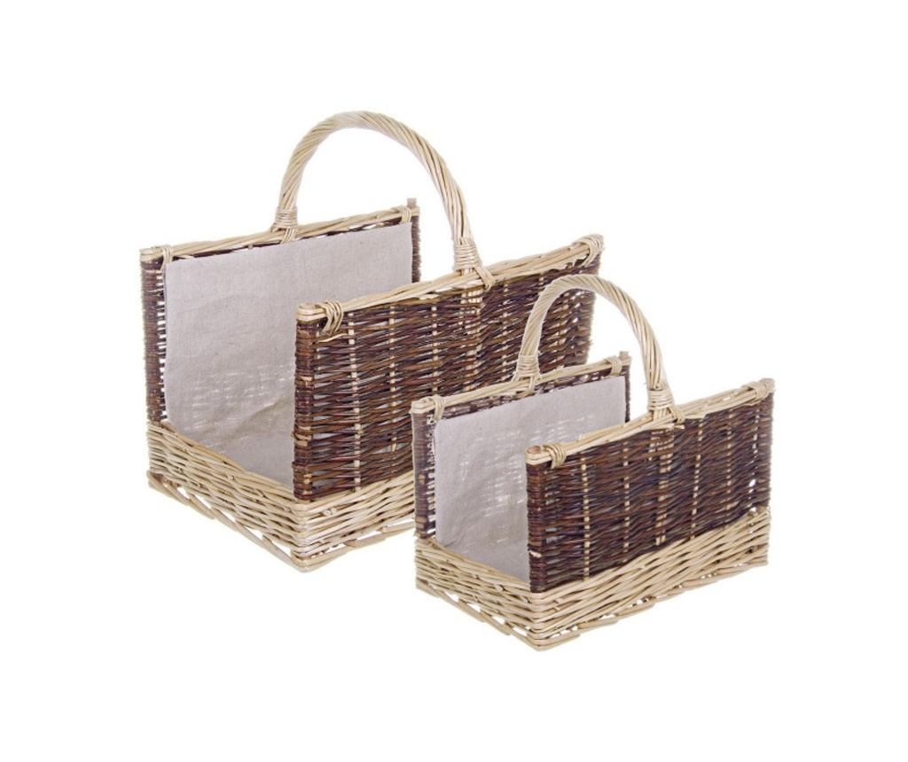 Set od 2 košare za pohranu od vrbovog drva s tekstilom Kelly 50x38x30h, 40x30x26h - 2