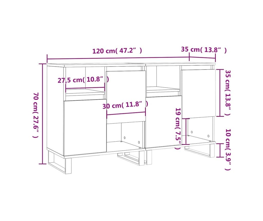 Ormarić za odlaganje, 2 komada, sjajno bijeli, konstruirano drvo - 11